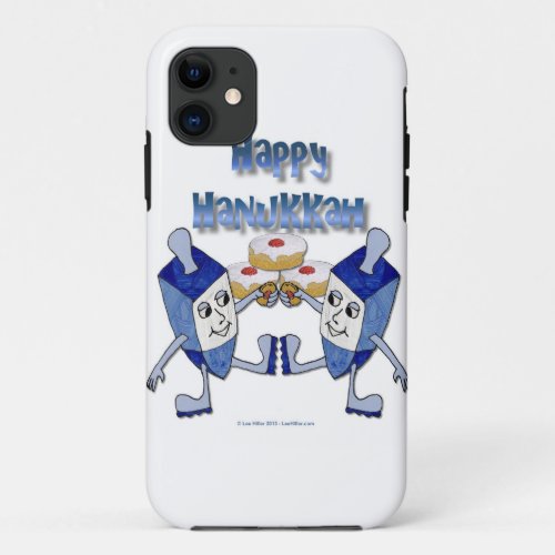 Hanukkah Dancing Dreidels and Jelly Doughnuts iPhone 11 Case