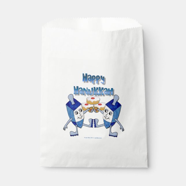 Hanukkah Dancing Dreidels and Jelly Doughnuts Favor Bag (Front)