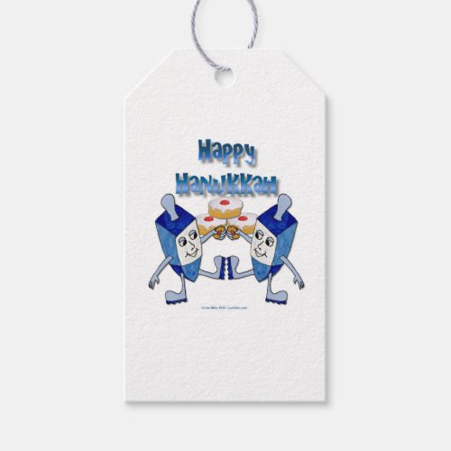 Hanukkah Dancing Dreidels and Jelly Doughnuts Gift Tags