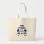 Hanukkah Dancing Dreidels and Jelly Doughnuts Large Tote Bag<br><div class="desc">You are viewing The Lee Hiller Designs Collection of Home and Office Decor,  Apparel,  Gifts and Collectibles. The Designs include Lee Hiller Photography and Mixed Media Digital Art Collection. You can view her Nature photography at http://HikeOurPlanet.com/ and follow her hiking blog within Hot Springs National Park.</div>