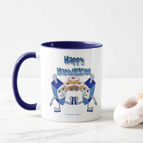 Hanukkah Dancing Dreidels and Jelly Doughnuts Mug