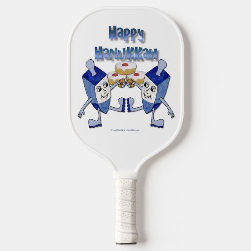 Hanukkah Dancing Dreidels and Jelly Doughnuts Pickleball Paddle