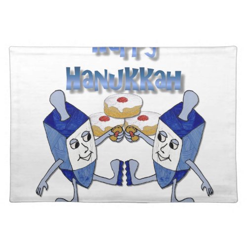 Hanukkah Dancing Dreidels and Jelly Doughnuts Placemat