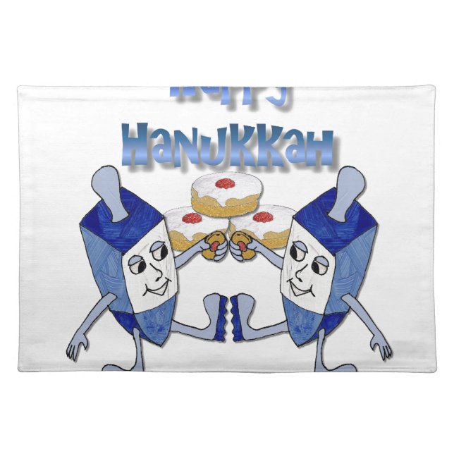 Hanukkah Dancing Dreidels and Jelly Doughnuts Placemat (Front)