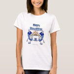 Hanukkah Dancing Dreidels and Jelly Doughnuts T-Shirt<br><div class="desc">You are viewing The Lee Hiller Designs Collection of Home and Office Decor,  Apparel,  Gifts and Collectibles. The Designs include Lee Hiller Photography and Mixed Media Digital Art Collection. You can view her Nature photography at http://HikeOurPlanet.com/ and follow her hiking blog within Hot Springs National Park.</div>
