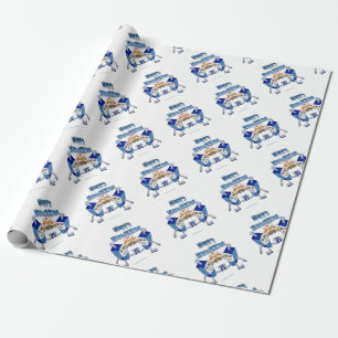 Hanukkah Dancing Dreidels and Jelly Doughnuts Wrapping Paper