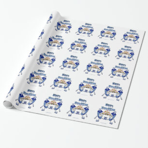 Hanukkah Dancing Dreidels and Jelly Doughnuts Wrapping Paper