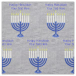 Hanukkah Dark Blue Menorah Faux Silver Crafts Fabric