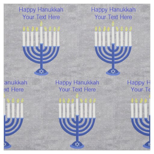 Hanukkah Dark Blue Menorah Faux Silver Crafts Fabric