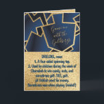 Hanukkah Define Dreidel Gold and Navy Holiday Card<br><div class="desc">Funny "Dreidel" Hanukkah/Chanukah, greeting card. Enjoy another funny "Define This" greeting card. This fun "Dreidel" holiday card is just right for all of your friends and family this year. As always, design elements can be edited: moved, resized, rotated, etc. Background colors can be changed out. Personalize by deleting text and...</div>