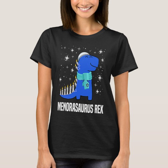 Hanukkah Dinosaur Jewish Celebration T-Shirt (Front)