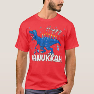 Hanukkah Dinosaurs Tree Jewish Menorah Menosaurus T-Shirt