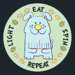 Hanukkah Dog Stickers "Light, Eat, Spin, Repeat"<br><div class="desc">Hanukkah/Chanukah Dog Holiday stickers, "Light, Eat, Spin, Repeat" Anyway I spell it, Chanukah is one of my favorite holidays. Have fun using these stickers as cake toppers, gift tags, favor bag closures, or whatever rocks your festivities! Thanks for stopping and shopping by! Your business is very much appreciated! Happy Hanukkah!...</div>