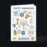 Hanukkah Doodles cute Folded Holiday Card<br><div class="desc">Hanukkah Doodles cute illustrated card</div>