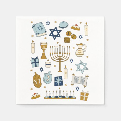 Hanukkah Doodles cute illustrated Paper Napkin