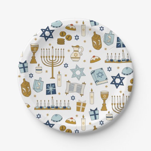 Hanukkah Doodles cute illustrated Paper Plate