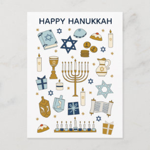 Hanukkah Doodles cute illustrated Postcard