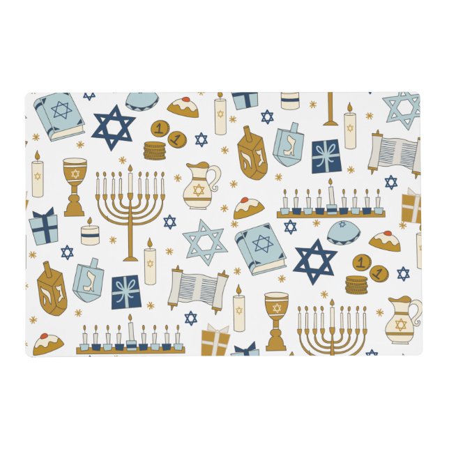 Hanukkah Doodles Laminated Placemat (Front)