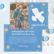 Hanukkah Dove 5x7" Horizontal Photo Card