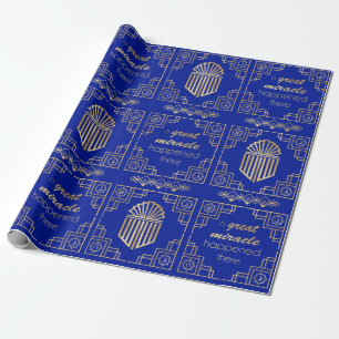 Hanukkah Dreidel Art Deco Design Wrapping Paper