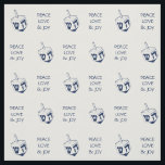 Hanukkah DREIDEL | BLUE Peace Love Joy Fabric<br><div class="desc">Elegant MIDNIGHT BLUE colored DREIDEL Fabric to celebrate Hanukkah. Designs shows a dreidel with PEACE LOVE JOY in a tiled pattern. The text is CUSTOMIZABLE,  so you can replace with text of similar length. Ideal for all your Chanukah celebrations. Also available in FAUX GOLD.</div>