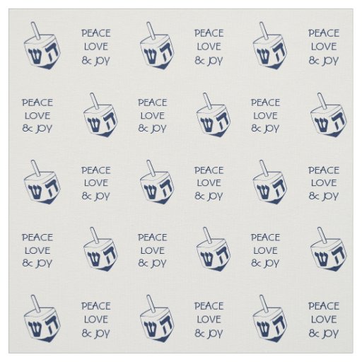 Hanukkah DREIDEL | BLUE Peace Love Joy Fabric
