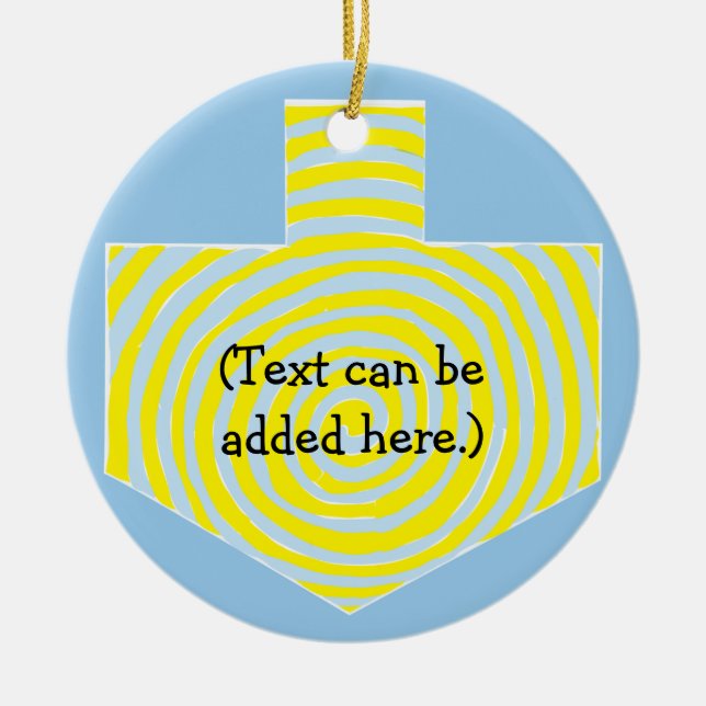 Hanukkah Dreidel/Blue/Yellow Circle Ornament (Front)