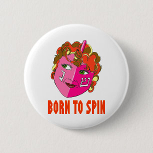 HANUKKAH DREIDEL BORN TO SPIN GIFT BUTTON