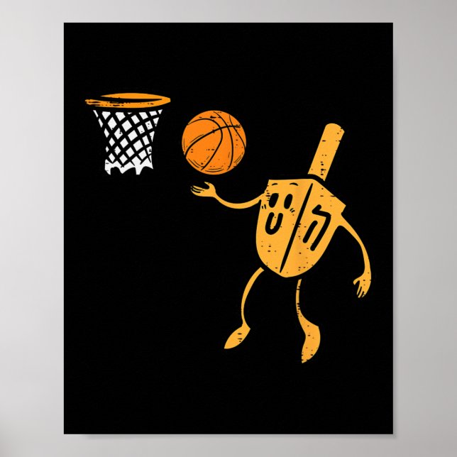 Hanukkah Dreidel Bysketbyll Chanukah Jewish Men Bo Poster (Front)
