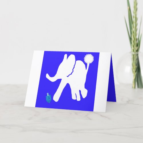 Hanukkah dreidel card with white elephant