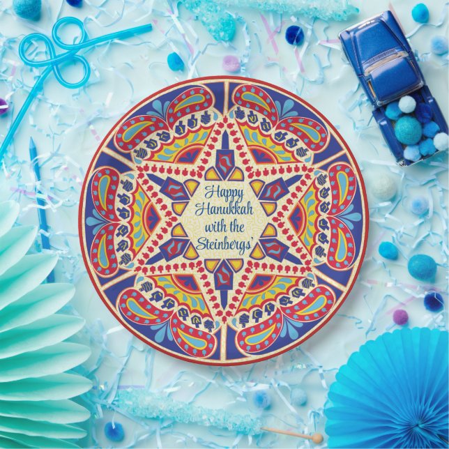 Hanukkah Dreidel Design Paper Plates (Party)