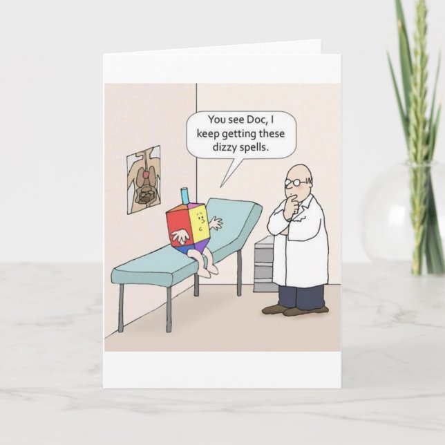 Hanukkah Dreidel Doctor Funny Greeting Card (Front)
