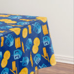 Hanukkah Dreidel Game Gelt Dark Blue Tablecloth<br><div class="desc">Hanukkah Dreidel Game Gelt Dark Blue Personalized Pattern. Chanukah dreidels in blue.</div>