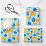 Hanukkah Dreidel Game Gelt Dark Blue Wrapping Paper Sheets<br><div class="desc">Hanukkah Dreidel Game Gelt Dark Blue Personalized Pattern. Chanukah dreidels in blue.</div>
