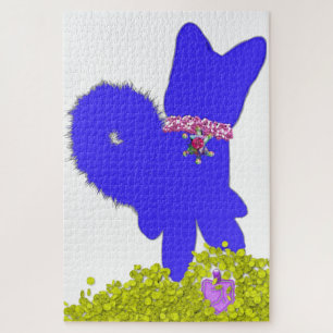Hanukkah dreidel gelt and blue dog holiday jigsaw puzzle