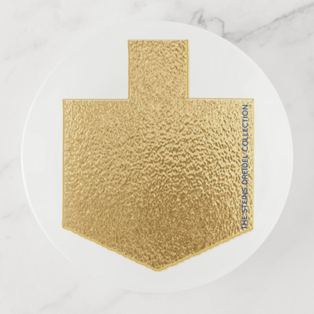 Hanukkah Dreidel Glass Dish "Gold Dreidel" (Front)