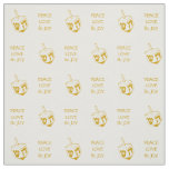Hanukkah DREIDEL | GOLD Peace Love Joy Fabric