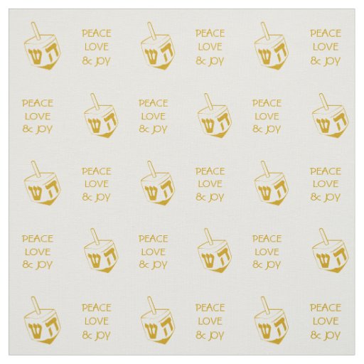 Hanukkah DREIDEL | GOLD Peace Love Joy Fabric