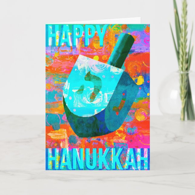 Hanukkah Dreidel Holiday Card (Front)