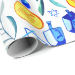 Hanukkah Dreidel Jewish Holiday Pattern Watercolor Wrapping Paper<br><div class="desc">Check out this lovely gift wrap with a dreidel and gelt pattern perfect for Hanukkah gifts. You can find this pattern on many other items too from mugs to kitchen towels. Be sure to check out the other colors and more of my patterns! Also please carefully note how Zazzle prints...</div>