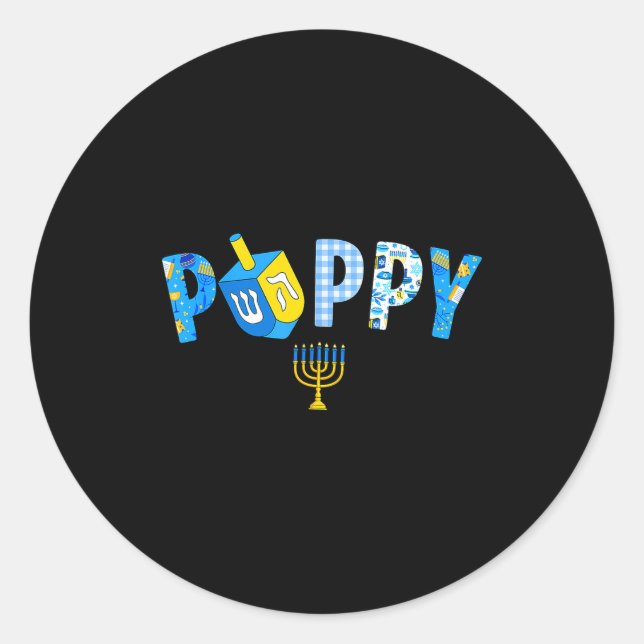 Hanukkah Dreidel Matching Family Party Pajama Ppy  Classic Round Sticker (Front)