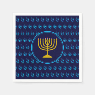 HANUKKAH   Dreidel Menorah BLUE Paper Napkins