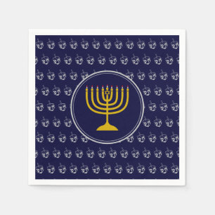HANUKKAH Dreidel Menorah BLUE SILVER GRAY Napkins