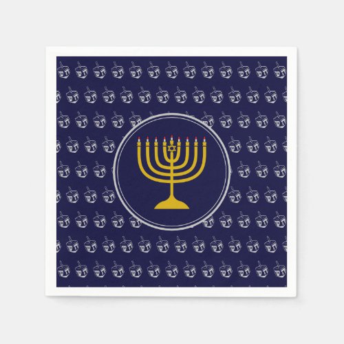 HANUKKAH Dreidel Menorah BLUE SILVER GRAY Napkins