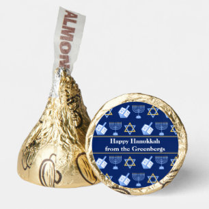 Hanukkah Dreidel Menorah Pattern Blue Custom Party Hershey®'s Kisses®