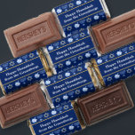 Hanukkah Dreidel Menorah Pattern Blue Custom Party Hershey's Miniatures<br><div class="desc">Beautiful Hanukkah Hershey's Miniatures in dark blue with a cool pattern of Judaism star,  dreidel,  and the Jewish menorah for the Chanukah holiday. Customize this chocolate candy party favor with your family name.</div>