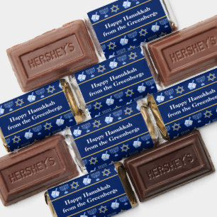 Hanukkah Dreidel Menorah Pattern Blue Custom Party Hershey's Miniatures