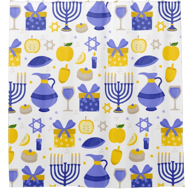 hanukkah dreidel menorah shower curtain (Front)