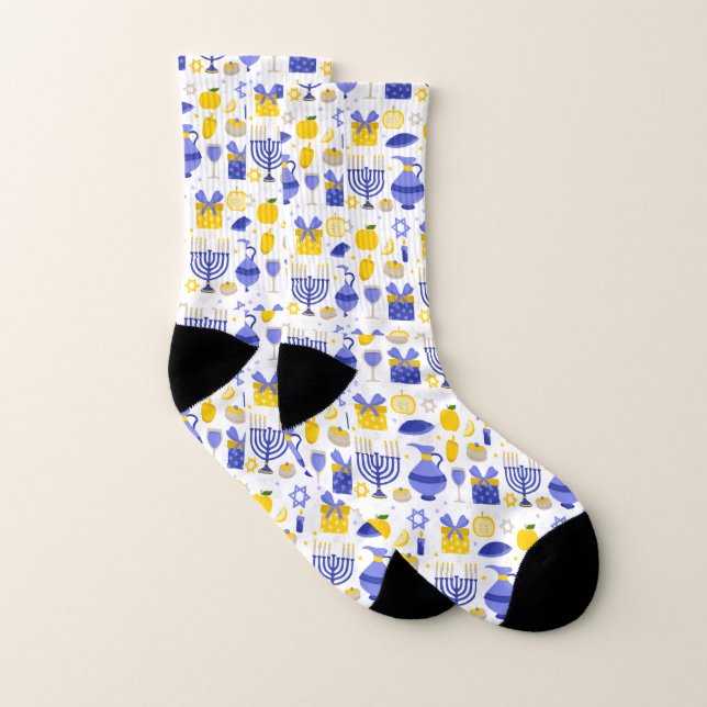 hanukkah dreidel menorah socks (Pair)