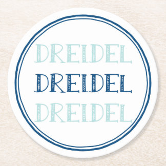 Hanukkah Dreidel Modern Round Paper Coaster